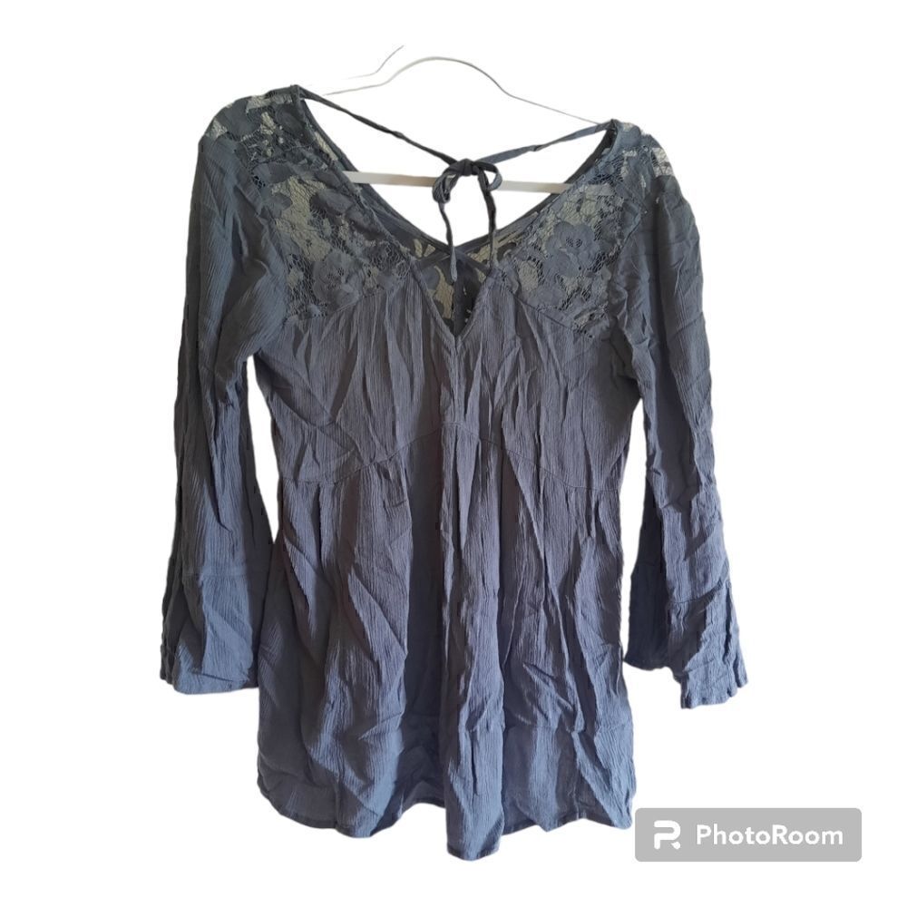American Eagle Lace Yoke Boho Blouse Top